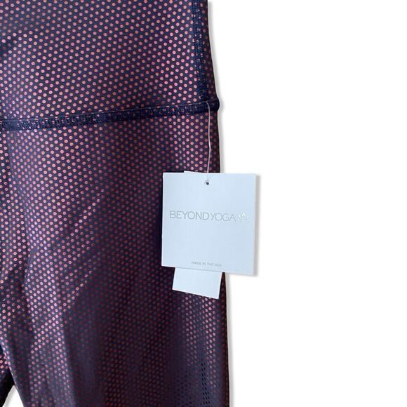 NWT Beyond Yoga spot on leggings work out athleisure dot print metallic sheen M - Picture 7 of 14
